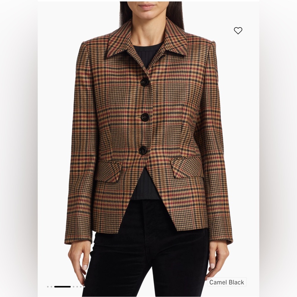 Veronica Beard
Aire Check Wool Dickey Jacket Camel/Black Size 8 NWT